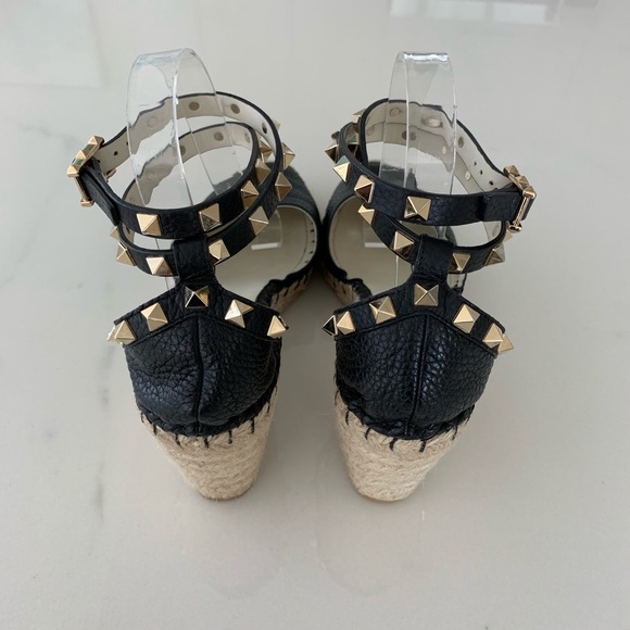 SOLD Valentino Rockstud Leather Wedge Espadrille - Picture 4 of 8